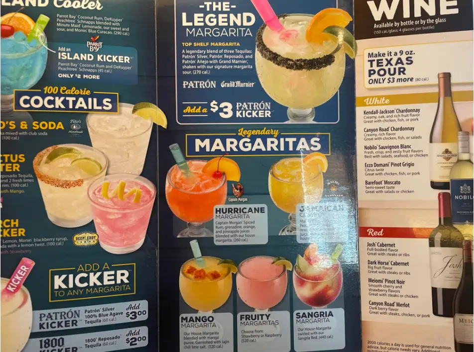 Texas Roadhouse Drinks Menu